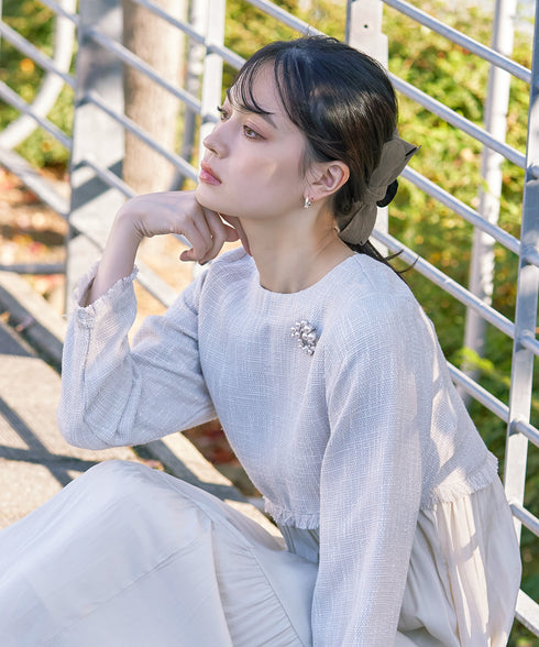 コーデュロイリボンヘアクリップ