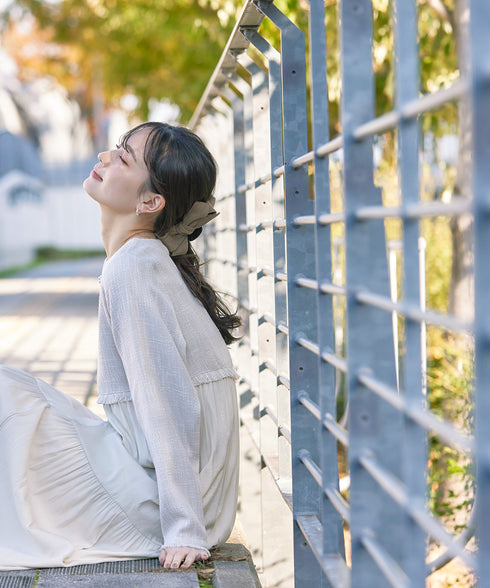 コーデュロイリボンヘアクリップ