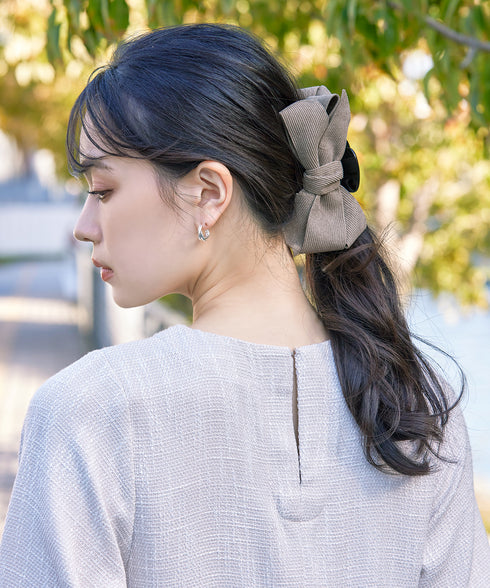 コーデュロイリボンヘアクリップ