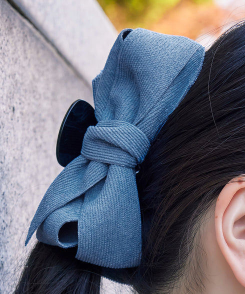コーデュロイリボンヘアクリップ