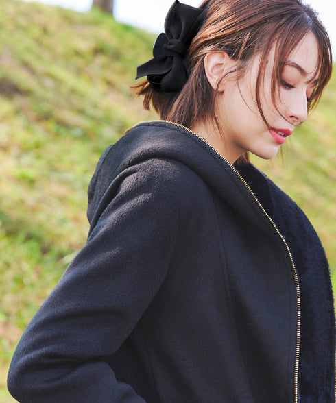 コーデュロイリボンヘアクリップ