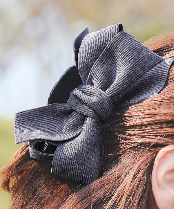 コーデュロイリボンヘアクリップ