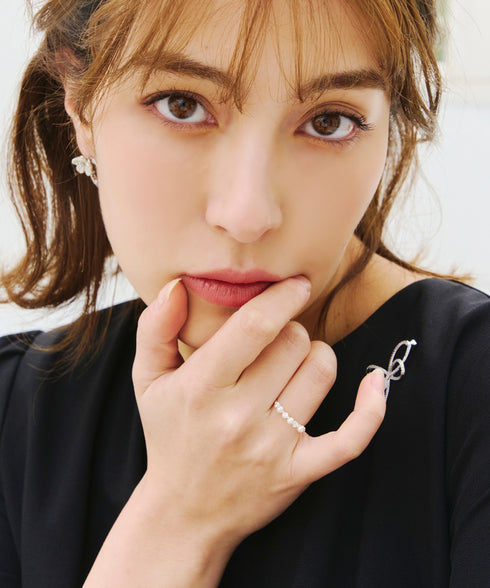 3粒パール&ストーンリング