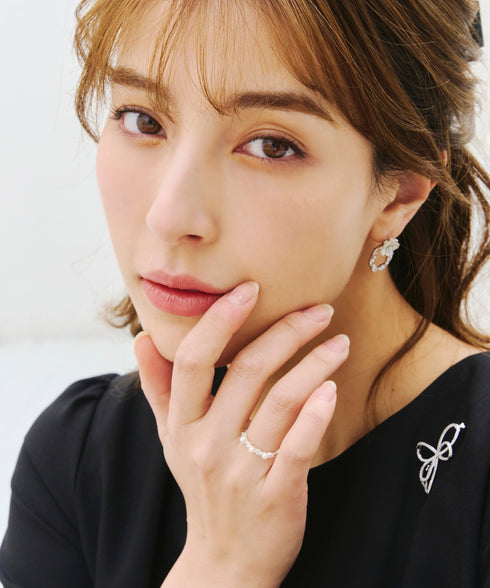 3粒パール&ストーンリング