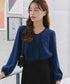 【スマート裏起毛】ボウタイ風ブラウス