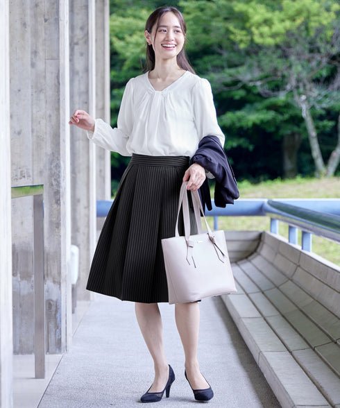 【スマート裏起毛】ボウタイ風ブラウス