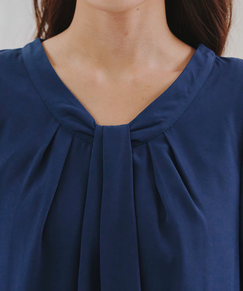 【スマート裏起毛】ボウタイ風ブラウス