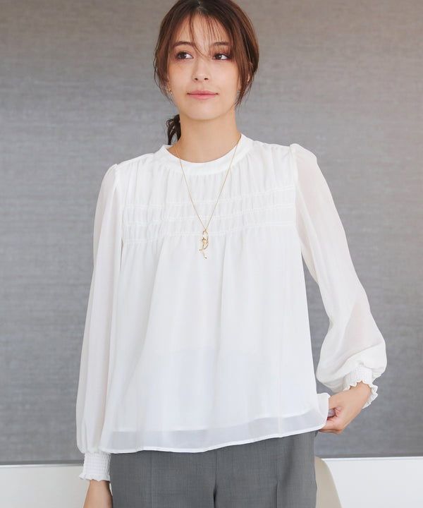 シフォンシャーリングブラウス