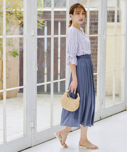 【安田美沙子さん着用】ヴィンテージサテンプリーツスカート