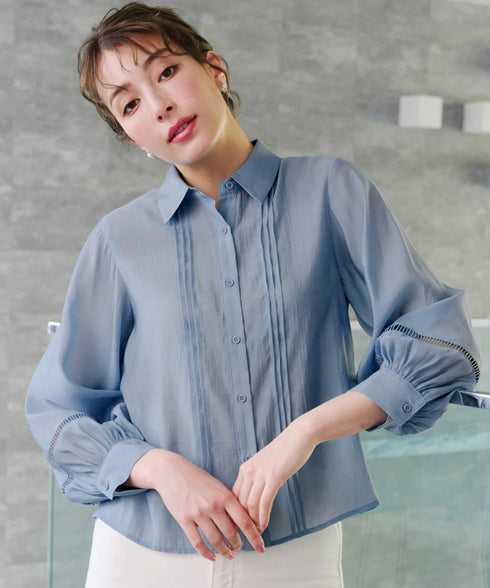 【アウトレット】はしごレースパフ袖シャツ
