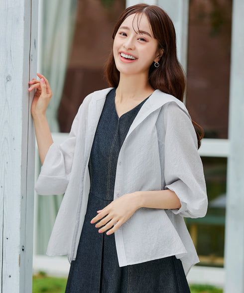 【アウトレット】シアーパーカーカーディガン