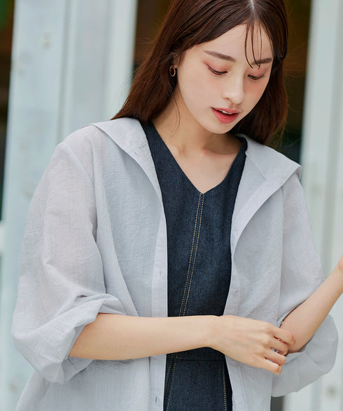 【アウトレット】シアーパーカーカーディガン