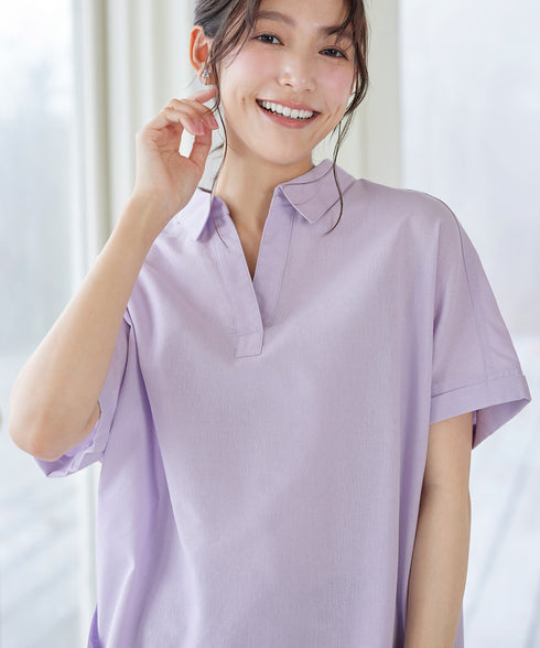 リネンミックス スキッパーシャツ