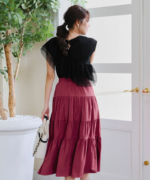 【アウトレット】フリルチュールレーストップス