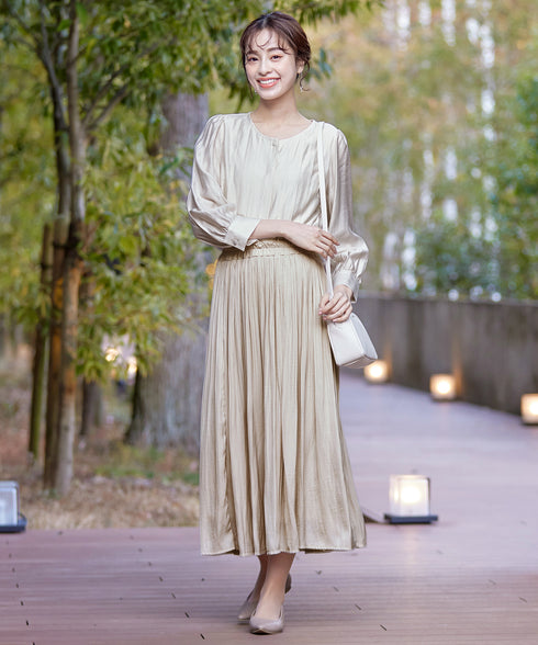 【安田美沙子さん着用】ヴィンテージサテンプリーツスカート