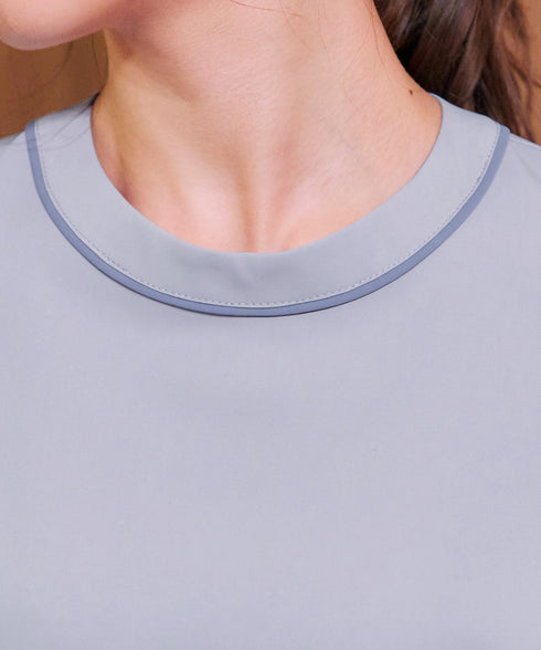 【2WAY】取り外し可能な配色パイピングボウタイブラウス