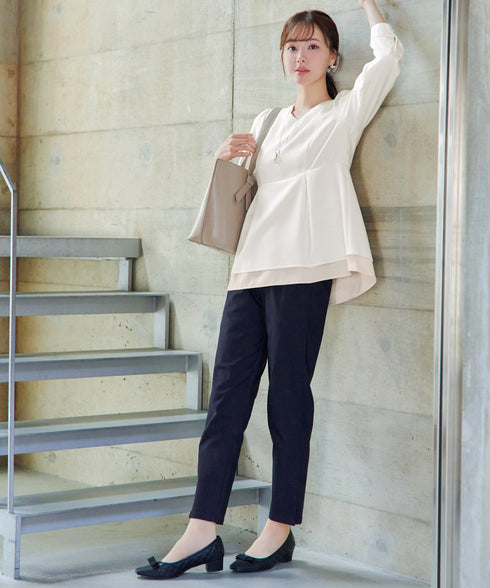 レイヤードヘムペプラムブラウス