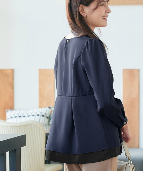 レイヤードヘムペプラムブラウス