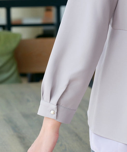 レイヤードヘムペプラムブラウス