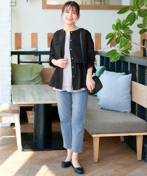 レイヤードヘムペプラムブラウス