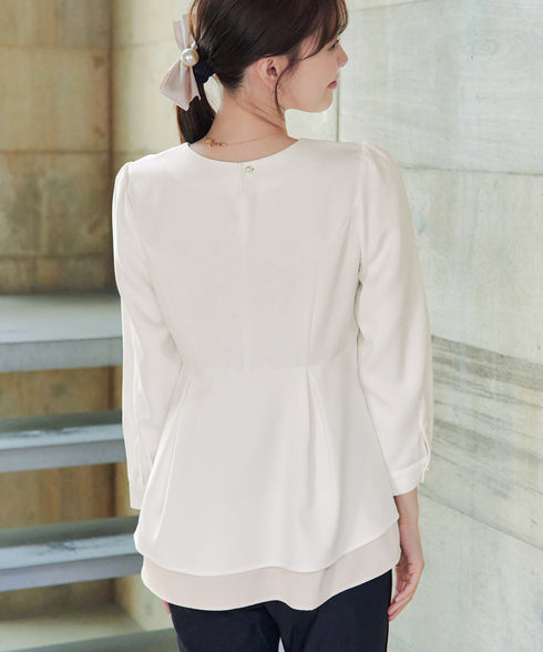レイヤードヘムペプラムブラウス