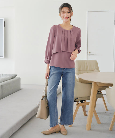 アシンメトリードレープブラウス