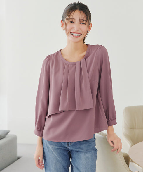 アシンメトリードレープブラウス