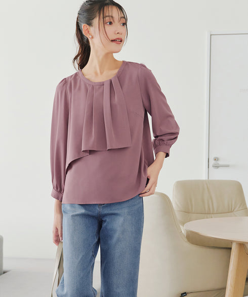 アシンメトリードレープブラウス