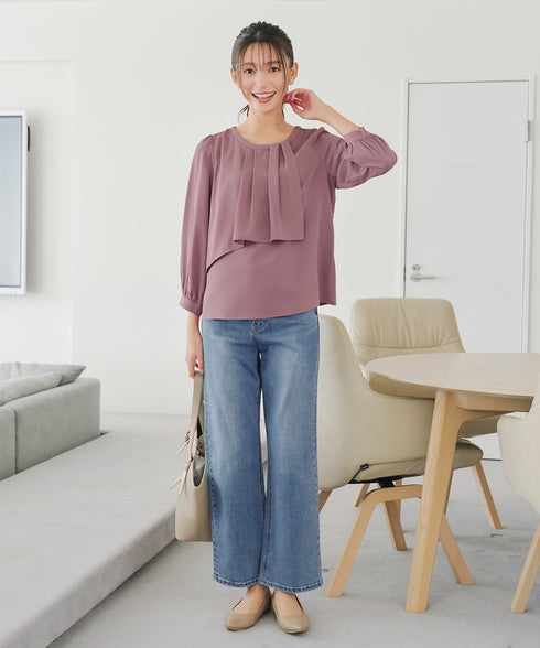 アシンメトリードレープブラウス