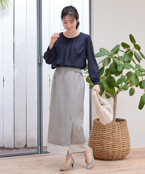 アシンメトリードレープブラウス