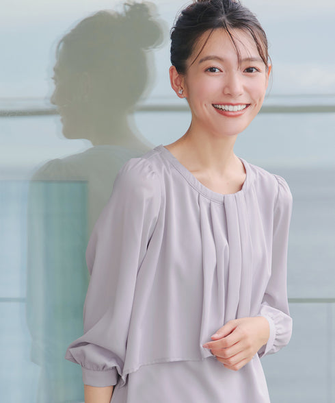 アシンメトリードレープブラウス