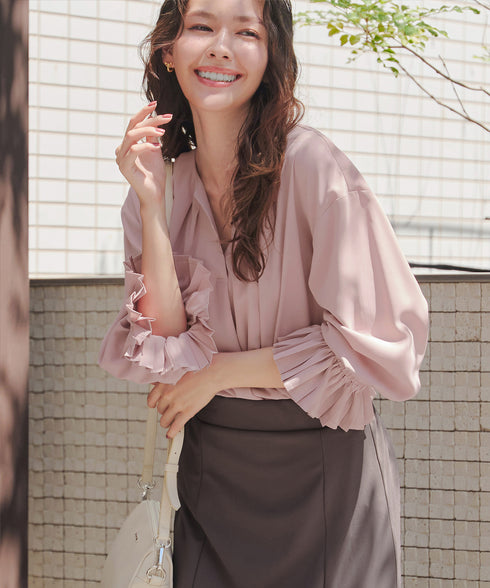 プリーツスリーブブラウス