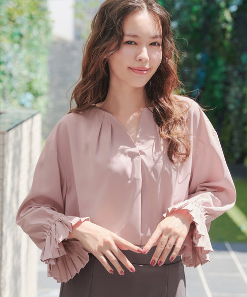 プリーツスリーブブラウス