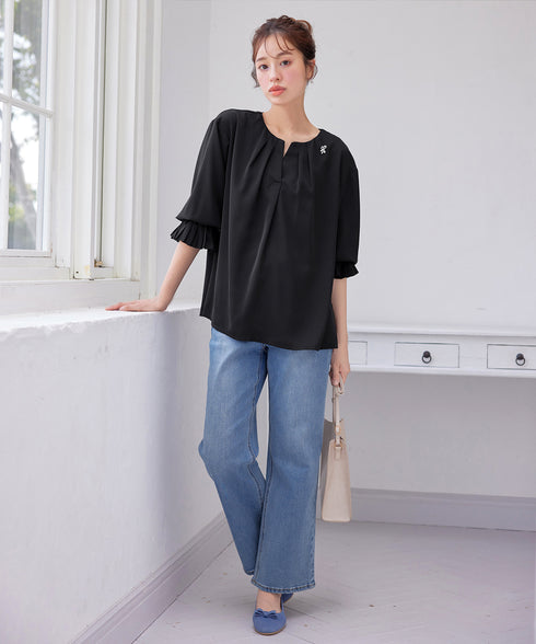 プリーツスリーブブラウス