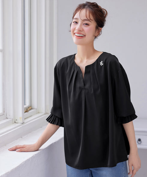 プリーツスリーブブラウス