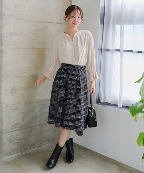 プリーツスリーブブラウス