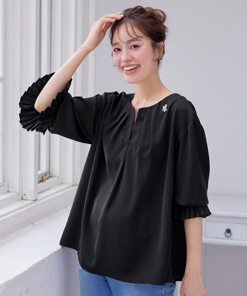 プリーツスリーブブラウス