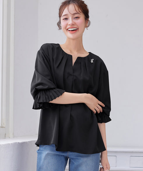 プリーツスリーブブラウス