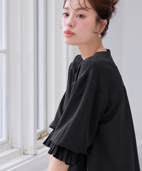 プリーツスリーブブラウス