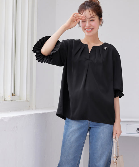 プリーツスリーブブラウス