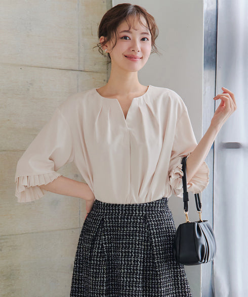 プリーツスリーブブラウス