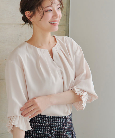 プリーツスリーブブラウス