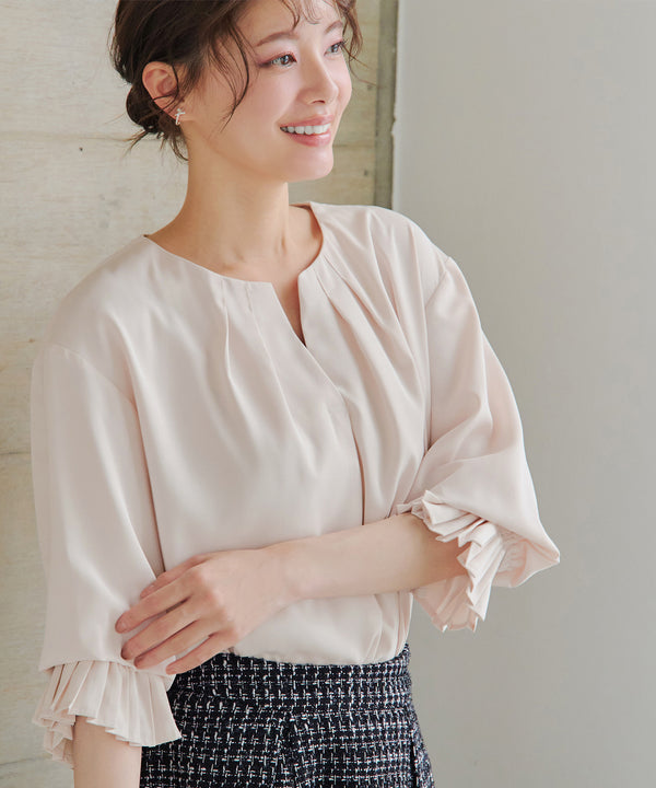 プリーツスリーブブラウス