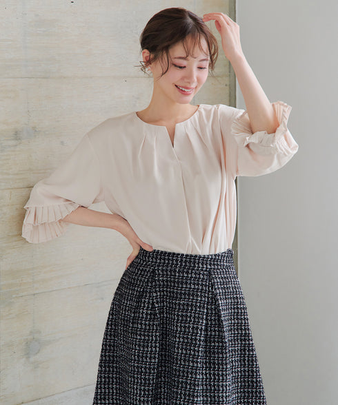 プリーツスリーブブラウス