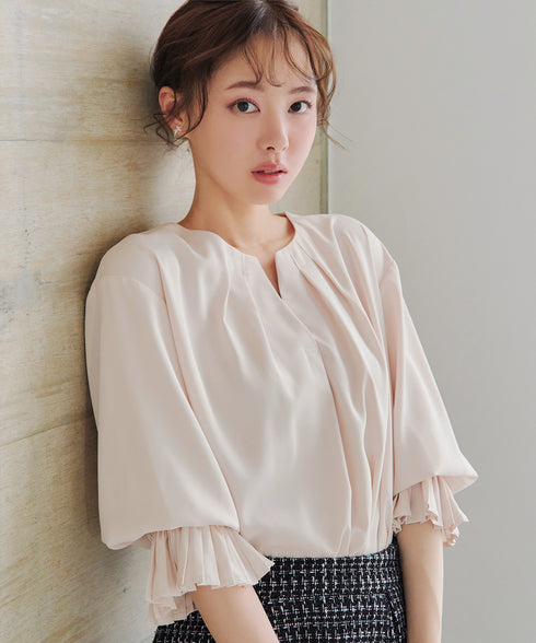 プリーツスリーブブラウス