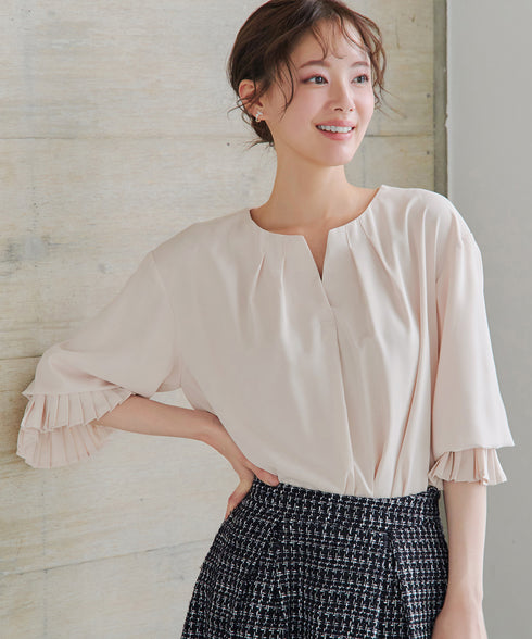 プリーツスリーブブラウス