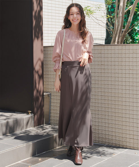 プリーツスリーブブラウス