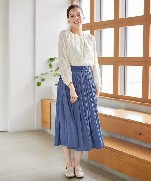 【安田美沙子さん着用】ヴィンテージサテンプリーツスカート