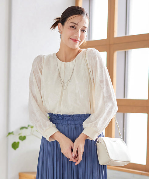 【クリアランスセール】フラワージャガードブラウス