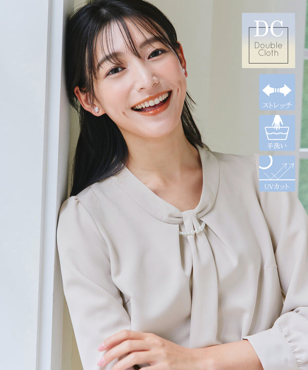 【ダブルクロス】【2way】ボウタイ風ブラウス